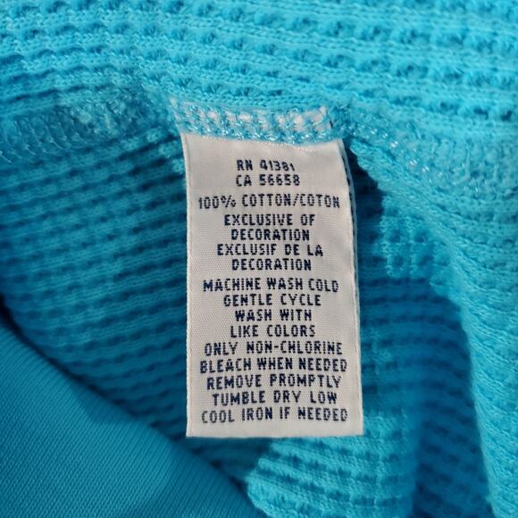 Polo Ralph Lauren Waffle Knit Thermal Boatneck Pullover Womens Size L Turquoise - Picture 7 of 9
